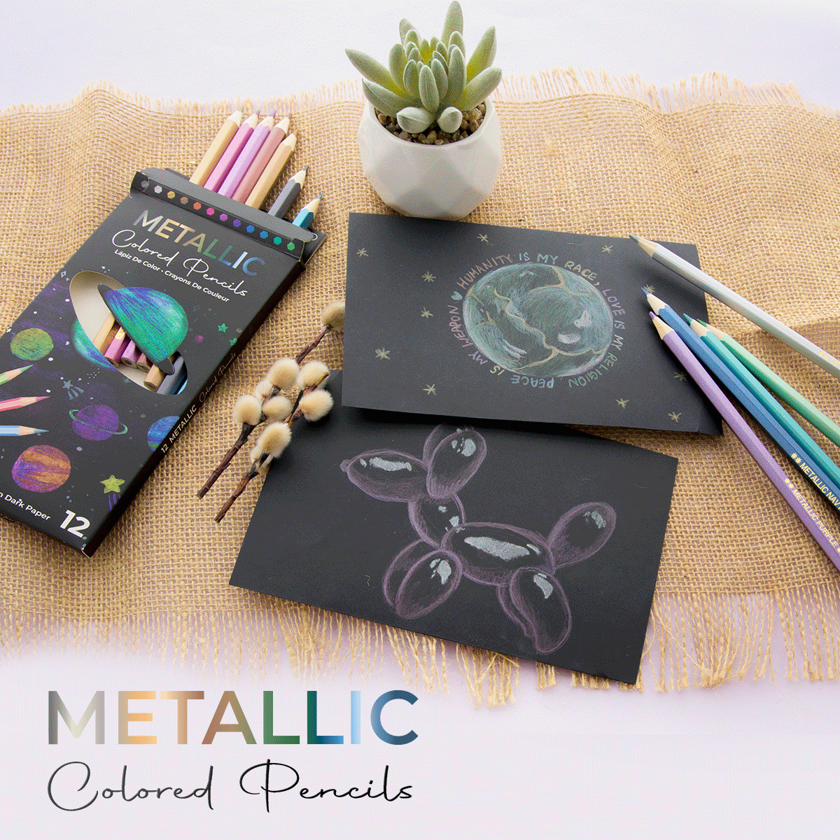 NEW: 12 Metallic Colored Pencils