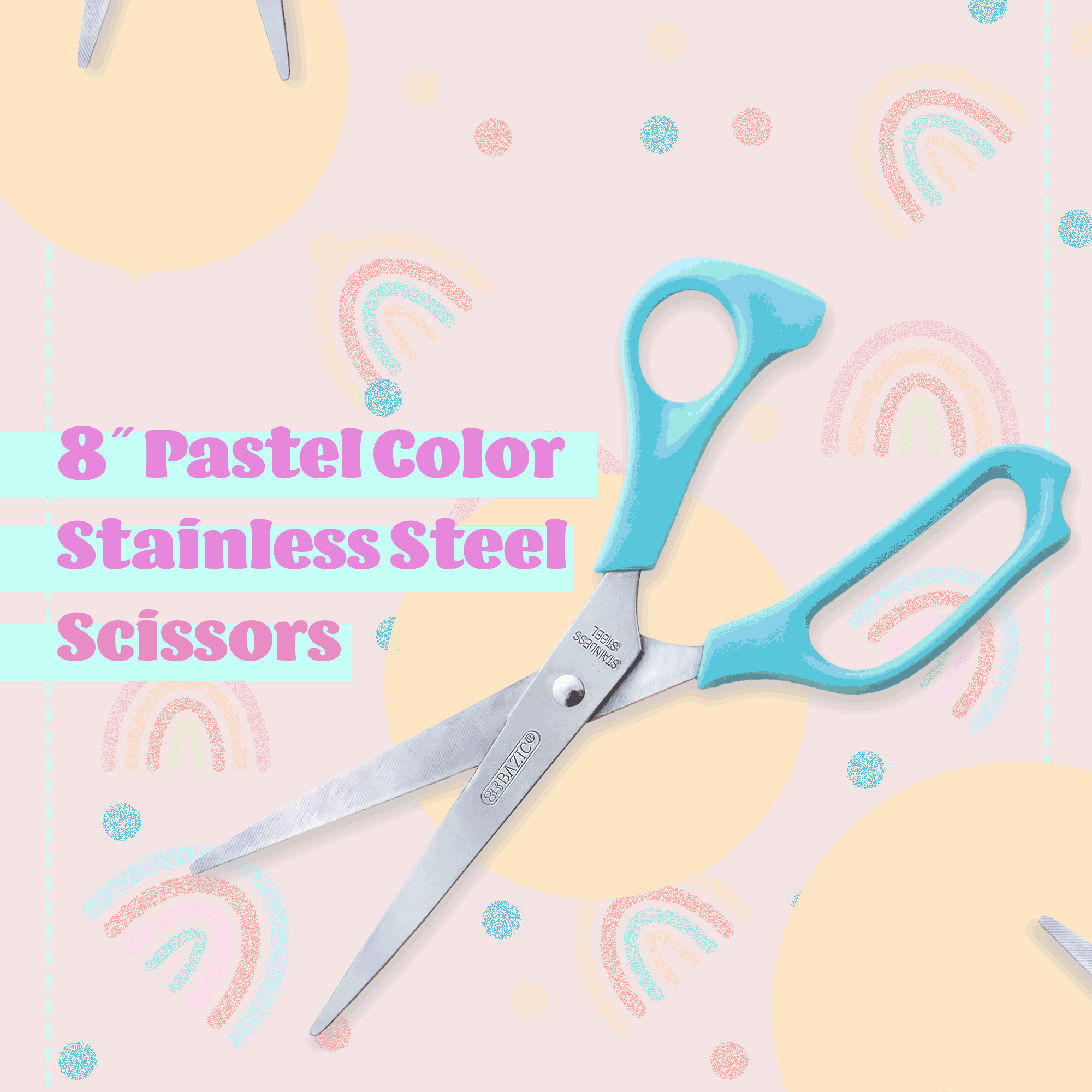 NEW: 8″ Pastel Color Stainless Steel Scissors