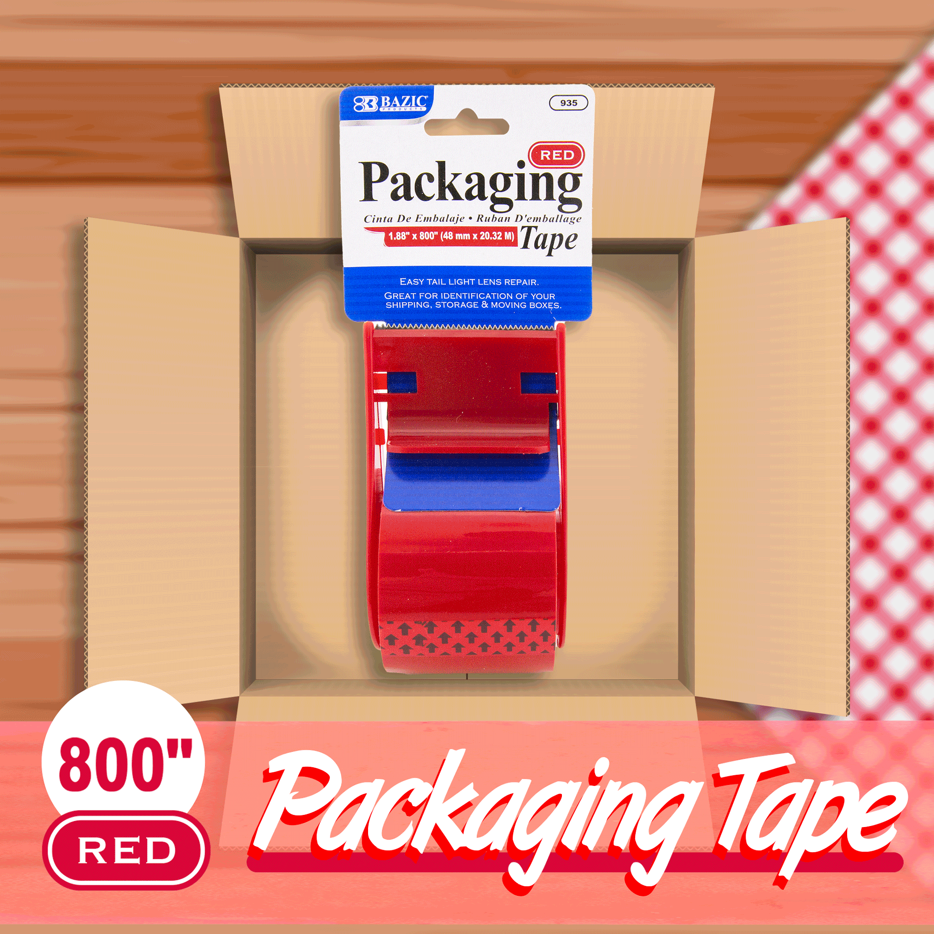 NEW: Red Packaging Tape w/ Dispenser