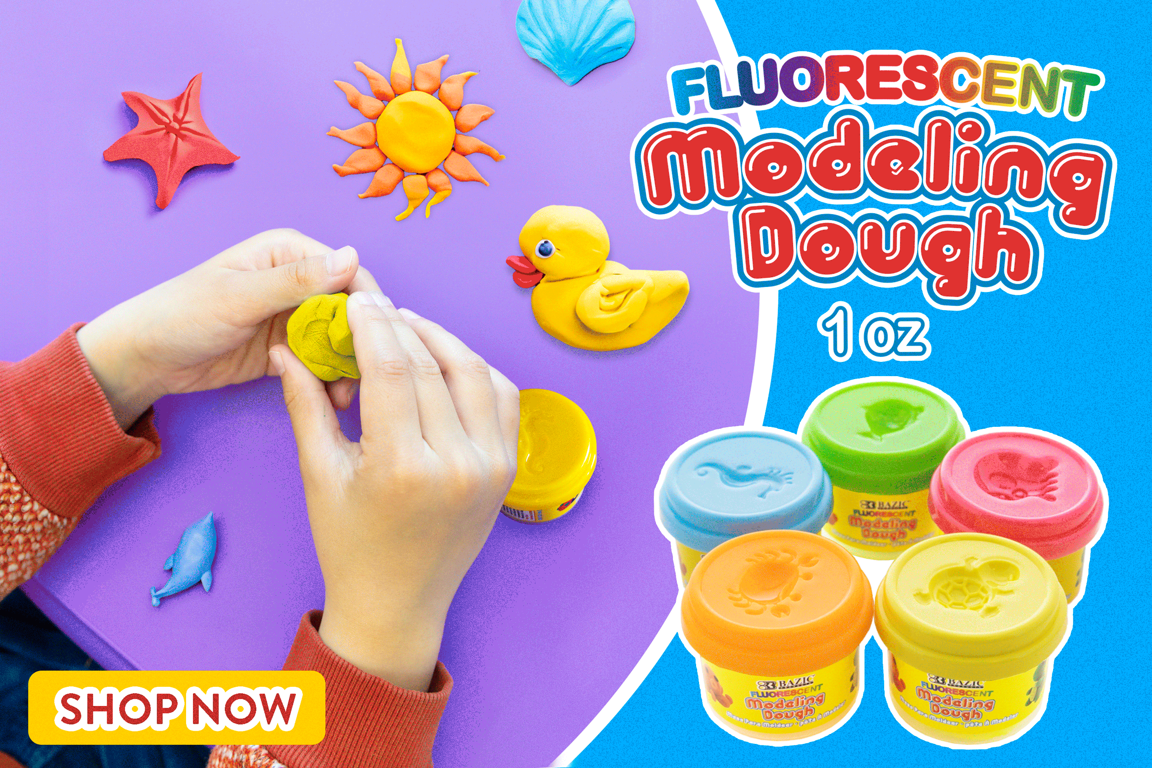 Discover Endless Creativity w/ Our Classic & Fluorescent Color Modeling Dough!